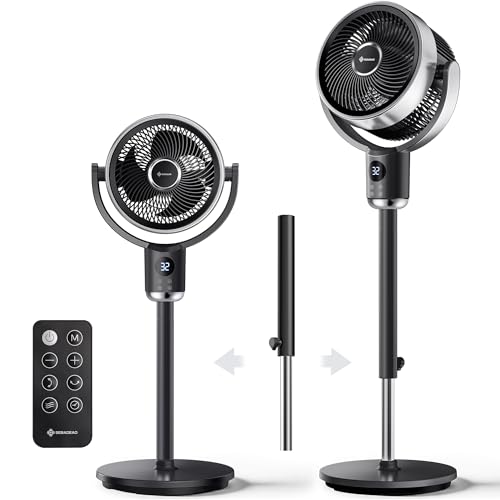 Oscillating Pedestal Fan with Remote, 32 Speeds, 3 Modes, 12H Timer, Quiet DC Motor, 100ft Airflow
