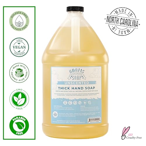 Adams Handmade Organic Castile Liquid Hand Soap Refill Unscented 128 Fl Oz