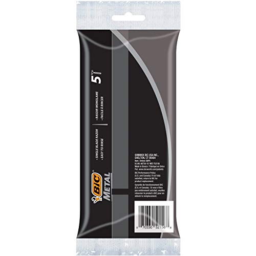 BIC Metal Men's Disposable Razors - Single Blade, 30 Count for Smooth Shave