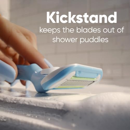 Women's Razor with Reusable Handle, 5 Blade Refills & Shower Holder