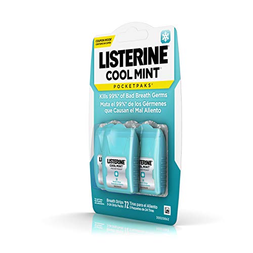 Listerine Pocketpaks Breath Strips, Cool Mint, 72 Count (Pack of 1)