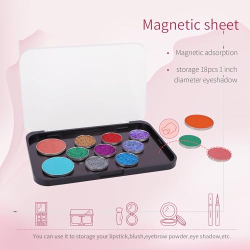 Magnetic Makeup Palette Set with Frosted Clear Top - 3 Pack, 60 Metal Stickers for DIY Cosmetics, Travel Storage