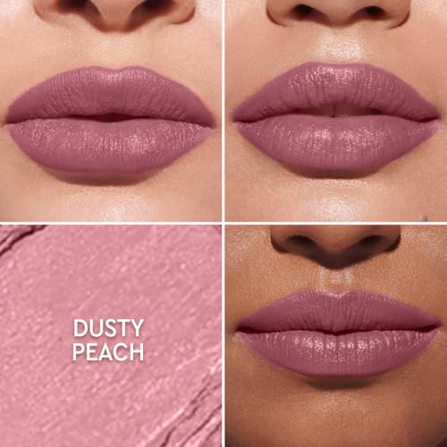 Hydrating Long-Lasting Matte Lipstick Dusty Peach - Peptide & Hyaluronic Infused, 2.4g