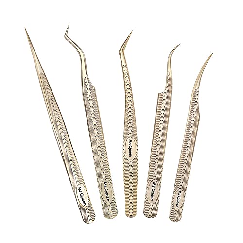 Eyelash Extension Tweezers Set - Professional Precision Lashing Tools 5PCS - Variation of M015