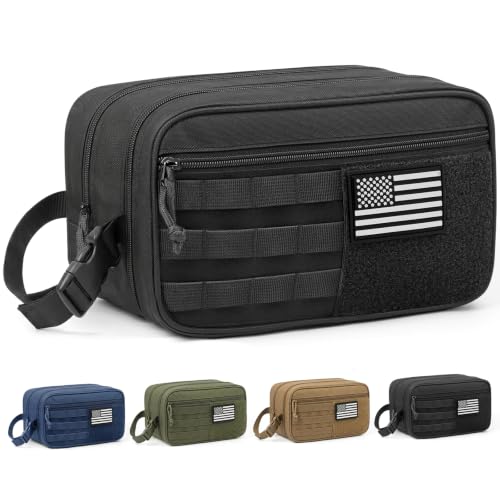 Tactical Toiletry Bag Men 11x4.5x6.1 inch Waterproof MOLLE Pouch Black