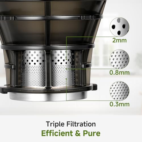 AMZCHEF Cold Press Juicer with 5.8-Inch Wide Mouth Hopper - Black