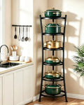 6-Tier Freestanding Pot Rack Organizer with Metal Frame and Anti-Tip Feet