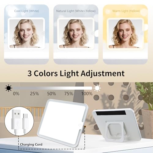 Faquenc Travel Makeup Bag with LED Lighted Mirror & Adjustable Dividers - Black