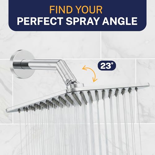 HammerHead Showers Chrome 8 Inch Square Rainfall Shower Head - High Flow, Solid Metal, Easy Install
