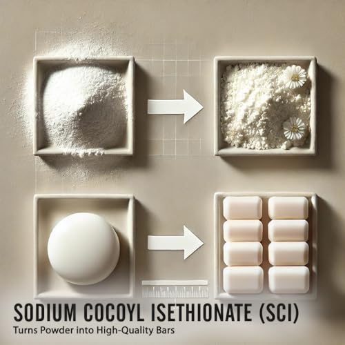 Sodium Cocoyl Isethionate Powder for DIY Solid Shampoo Bars & Bath Bombs - 21.17 oz, Mild Foaming Surfactant, Plant-Based, Sulfate-Free