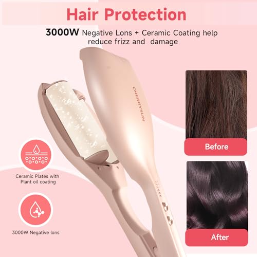 Dual Barrel Hair Crimper Waver for Beach Waves - Ceramic Curling Iron