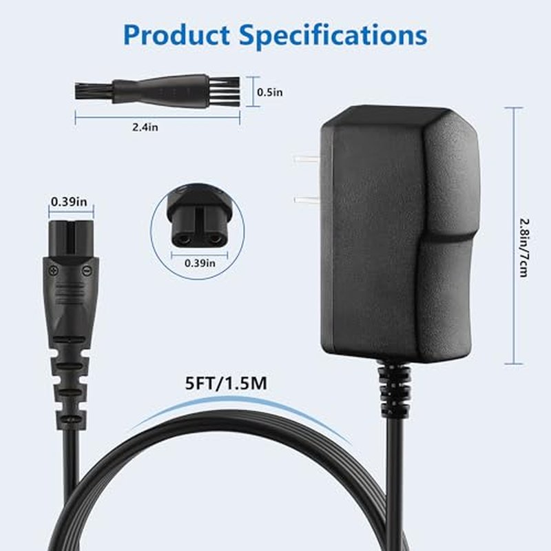 12V for Remington Shaver Charger PA-1204N, Replacement for Remington Shaver F5-5800 F5800 F7800 F5790 F4790 FR750 MS-280 MS-290 MS3-2000 Electric Razor Trimmer Charger Cord