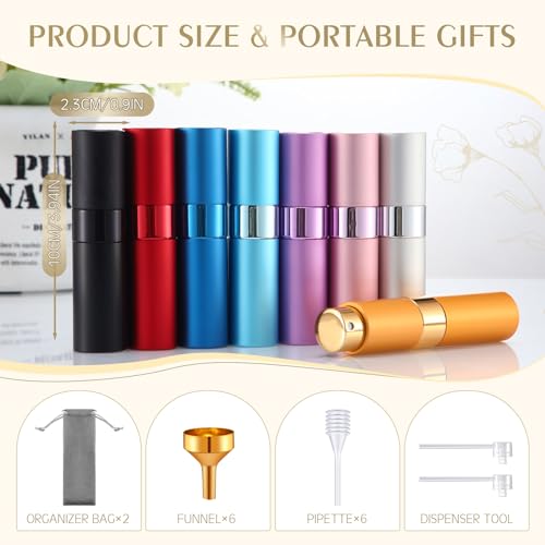 Honeydak 16 Pack Travel Spray Bottles - Multicolor 8ml Refillable Perfume Dispensers