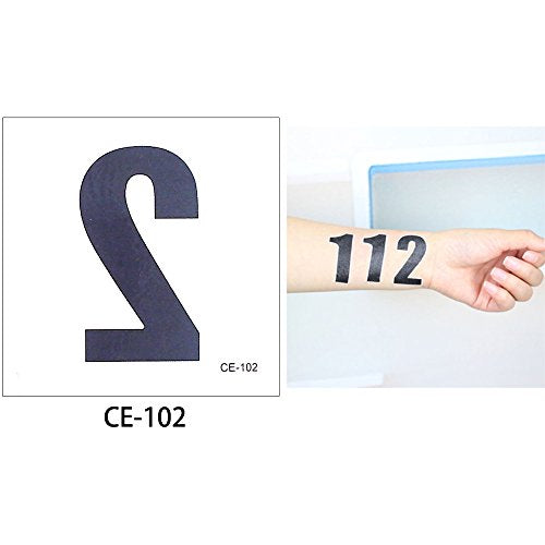 Glaryyears Arabic Numerals Digits Tattoos, 50 Pack 5 of Each Number Temporary Tattoo Sticker, on Body Neck Arm Face for Sign Mark Party Supplies Athletes Sports