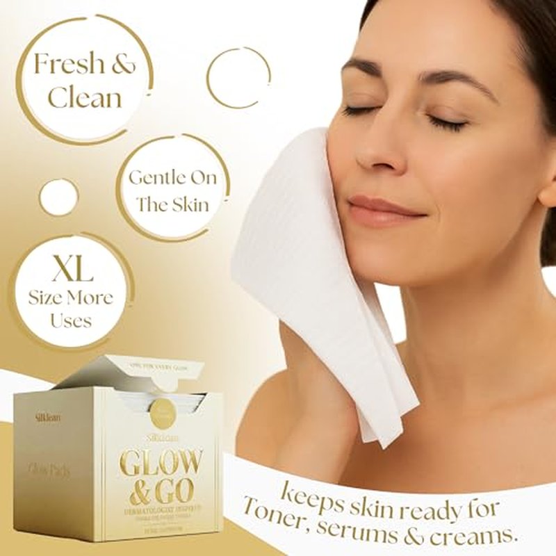 Glow & Go XL Disposable Face Towel 10x15 Inch, 100% Biodegradable Premium Towels for Fine Line Prevention & Radiant Skin, Chemical Free, 50 Count One Month Supply, 1 Pack