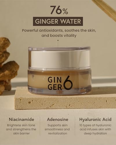 Hydrating Face Moisturizer with Hyaluronic Acid & Ginger Water - Lightweight Gel for Glass Skin
