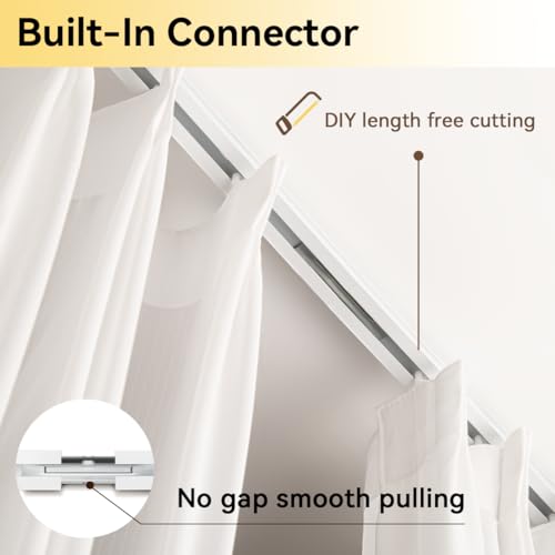 Ceiling Curtain Track Set 18-24ft White Room Divider Rail System - 8 Pieces