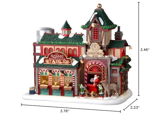 Christmas Village Reindeer Stables Lighted Building - Lemax 25926
