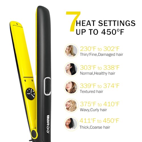 Black Ceramic Hair Straightener and Curling Iron 1-Inch Tourmaline Flat Iron for All Hair Types