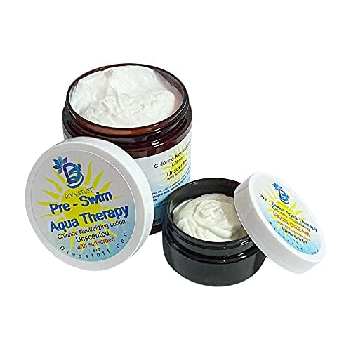 Diva Stuff 2 Pack (set Lotion & Face Cream) Pre-Swim Aqua Therapy Chlorine Neutralizing Body Lotion For Face and Body, Protects Skin From Chlorine & Salt Water, Made in the USA, Unscented Sunscreen
