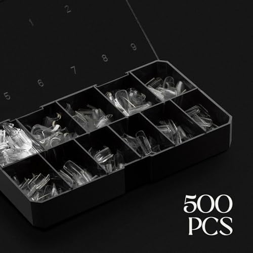 APRÉS Gel-X Nail Tips Box - 500pcs Short Square Fake Tips, 11 Sizes