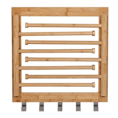 Honey-Can-Do Wall-Mounted Bamboo Swivel Drying Rack - 80 lb Capacity, Natural, Space-Saving