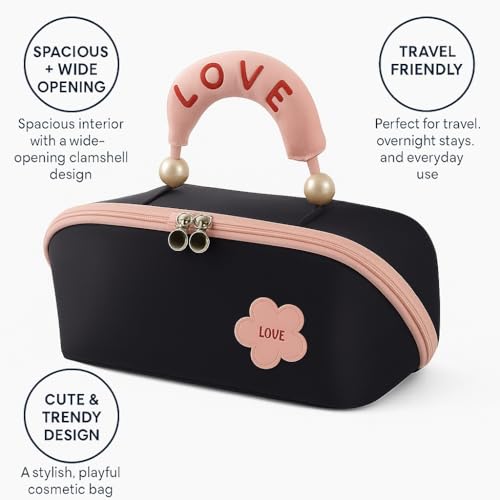 Travel Makeup Bag 12-Inch Wide-Open Clamshell Organizer Navy Blue - Lightweight & Secure