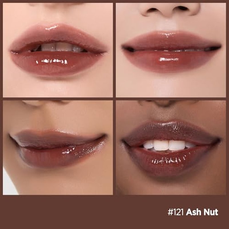 Laka Fruity Glam Tint, 4.5g/0.15oz, Glowing Lip Stain with Wide Color Spectrum, Hydrating & Lightweight Texture, Buildable Color, Non-Sticky, Vegan, K-Beauty (#121 Ashnut)