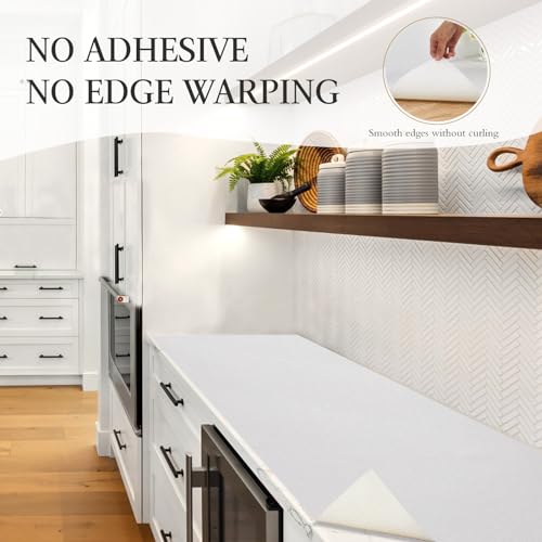 Beautysaid Non Slip White Shelf and Drawer Liner 20W x 360L for Kitchen Cabinets