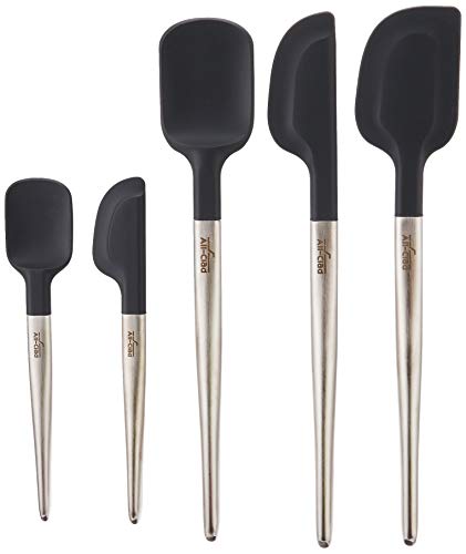 All-Clad 5-Piece Silicone Kitchen Utensil Set with Stainless Steel Handles - Black & Stainless