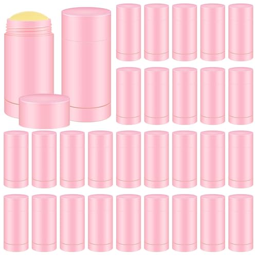 30 Pcs Pink DIY Deodorant Containers 30ml with Twist Bottom & Clear Plastic