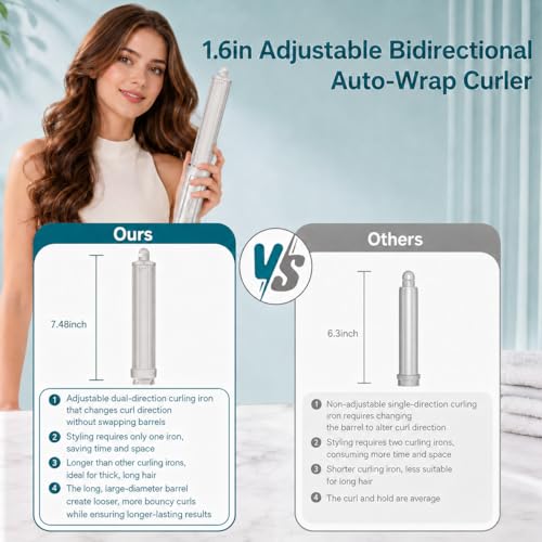 40mm Long Barrel Curling Iron for Shark FlexStyle HD400 - Bouncy Waves & Curls - Stone Variation