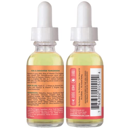 Shea Moisture Papaya Vitamin C Face Serum 2-Pack - Brightening & Hydrating, All Skin Types, 1 Oz Each