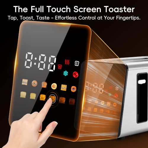 WUNLY Platinum Smart Touchscreen 2-Slice Toaster with Wide Slots & Memory