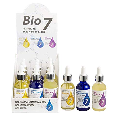 Bio7 Hair Growth Oil Drops for Scalp - 2 Fl Oz Pack of 2 - Natural Hair Thickening Treatment