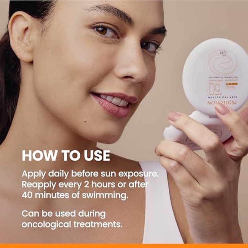 Av?ne High Protection Tinted Compact, Mineral Sunscreen, Tinted Sunscreen, Broad Spectrum SPF 50+, UVA/UVB Blue Light Protection, 100% Mineral, Water Resistant, Non-Greasy, Fragrance-Free