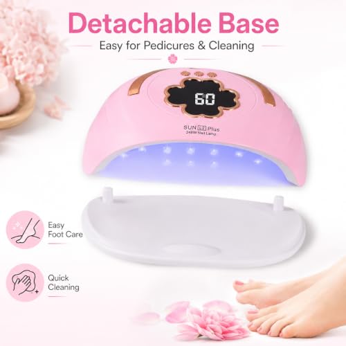 Pink UV LED Nail Lamp 248W Fast Curing Gel Polish Dryer with Auto Sensor