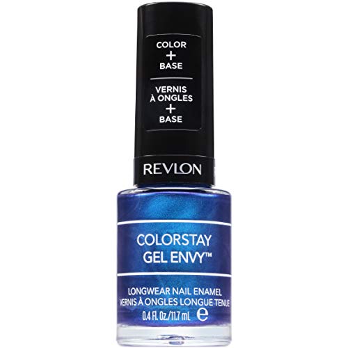 Revlon ColorStay Gel Envy Longwear Nail Polish, with Built-in Base Coat & Glossy Shine Finish, in Blue/Green, 445 Try Your Luck, 0.4 oz