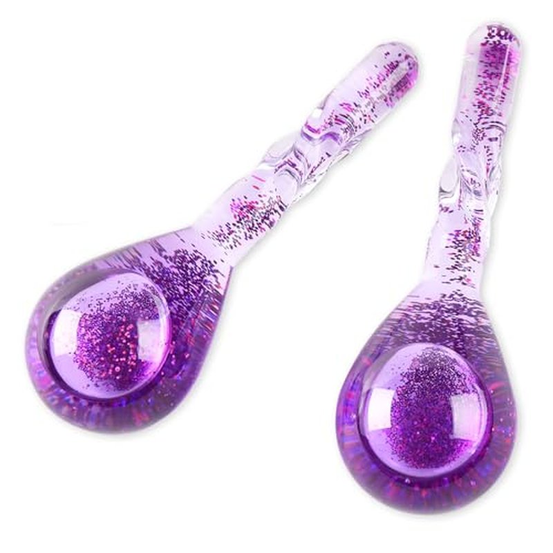 Facial Ice Globes, Cryo Cooling Balls with Anti-Slip Handle for Face, Eyes & Neck, Relaxing Beauty Massage Tool for Soothing and Refreshing Skincare Routine, Glitter Purple
