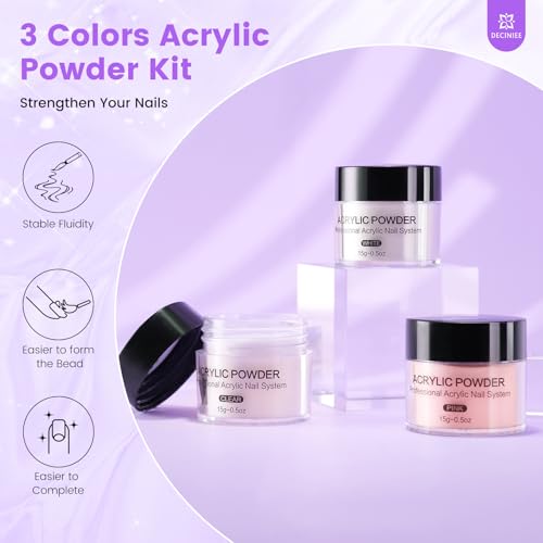 Deciniee Dark Purple Nail Art Kit for Beginners with Practice Hand & Glitter Powder