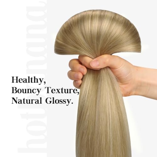 Hotbanana Ash Tone 16-Inch Clip-in Hair Extensions - Light Blonde Highlights, 120g, 7pcs