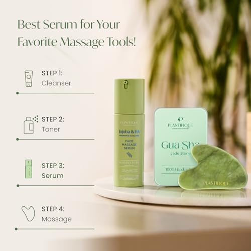 PLANTIFIQUE Korean Jojoba Oil & Hyaluronic Acid Face Massage Serum ? Hydrating Anti-Aging Collagen & Niacinamide Formula ? Perfect for Gua Sha Facial Massage ? Gift for Men & Women