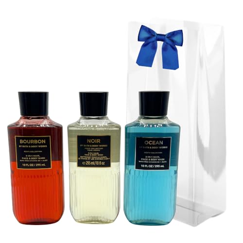 Men's 3-in-1 Hair, Face & Body Wash Gift Set - Bourbon, Noir & Ocean, 3 x 10 fl oz