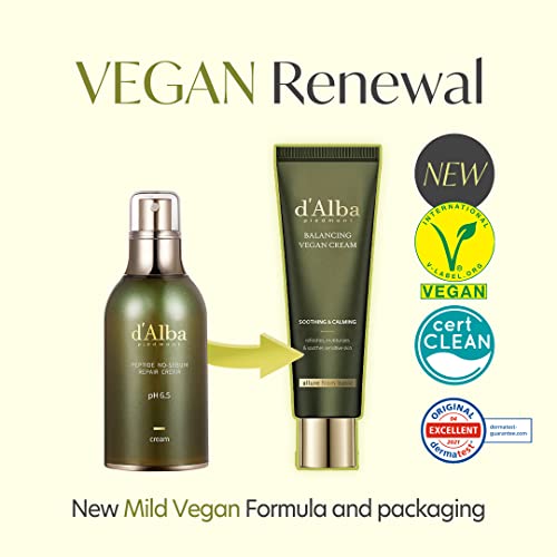 d'alba Piedmont White Truffle Mild Skin Balancing Vegan Cleanser and White Truffle Mild Skin Balancing Vegan Cream Bundle (200ml, 55ml)