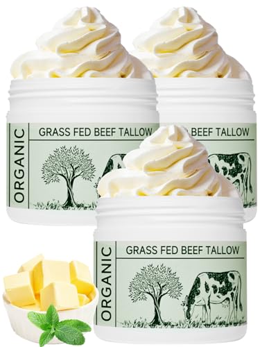 Organic Grass-Fed Beef Tallow for Face & Body Moisturizer 1.7oz Pack of 3
