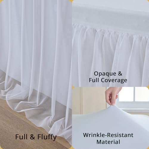 Party Village White 6ft Tulle Tablecloth 4-Pack for Weddings & Events