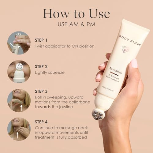Body Firm Crepe Erase Lift & Smooth Neck Serum, Firming Neck Cream & Anti Aging Serum With TruFirm Technology, Peptides, Caffeine & Vitamin B3, Skin Care For Women, Roller Ball Applicator, 1.7 FL Oz