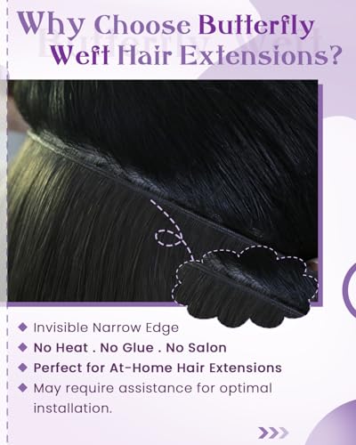 LaaVoo Butterfly Weft Hair Extensions - Human Hair Balayage for Short Hair - 16 Inch, 50g, Darkest Brown Variation of 3-#BFHW 2/8/2