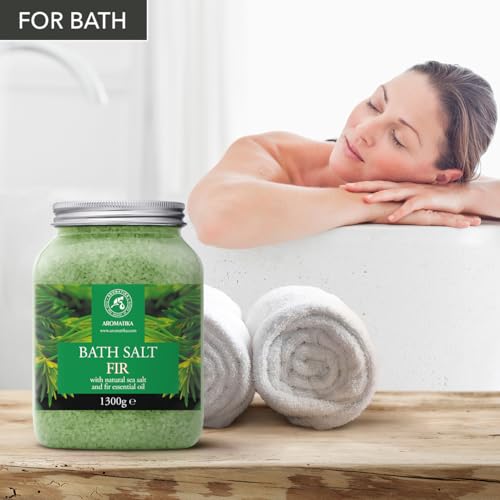 Fir Bath Salt with Natural Fir Essential Oil – Relaxing 46 oz Sea Salt for Bath & Body Care