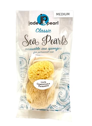 Natural Reusable Sea Sponges - Medium, 2 Pack for Gentle Cleansing